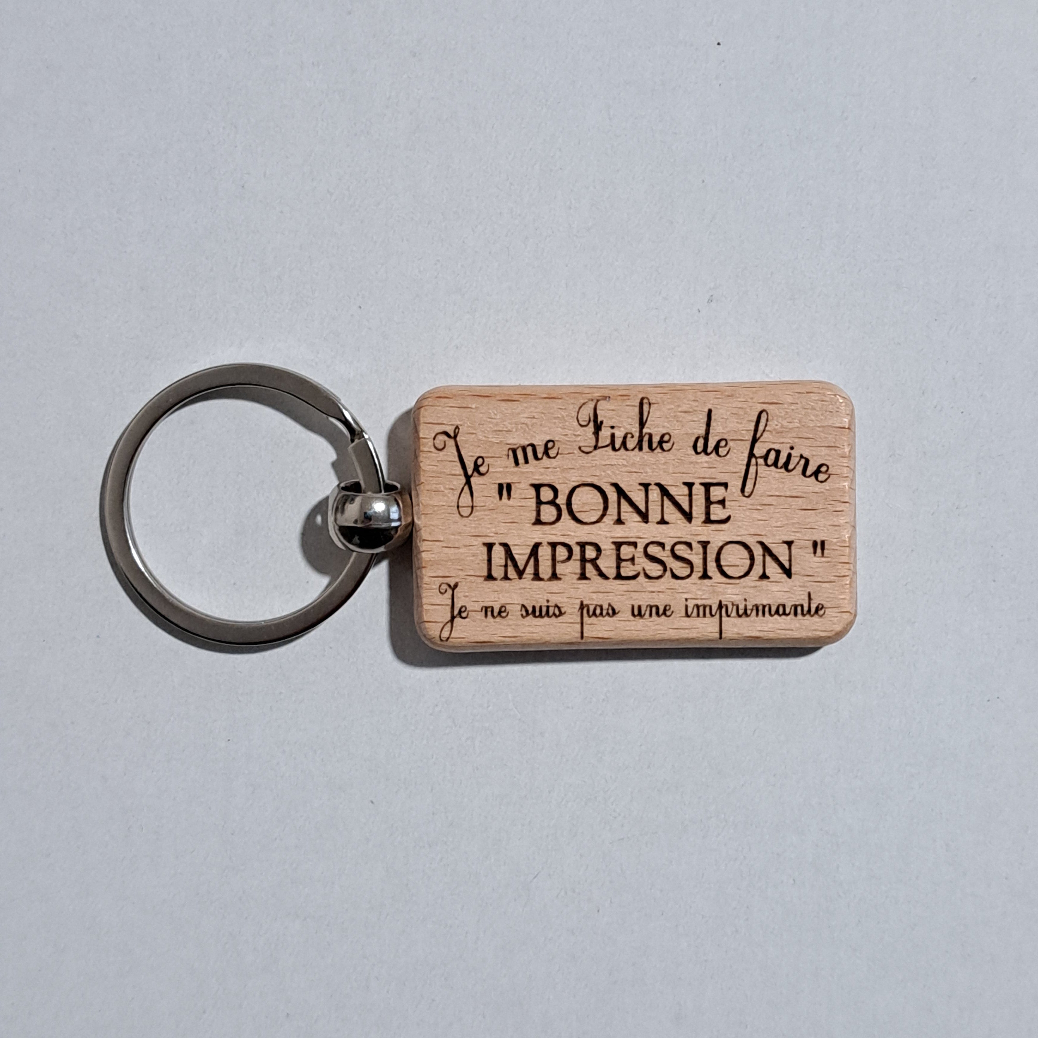 Porte-clé bois rectangle - Citation au choix