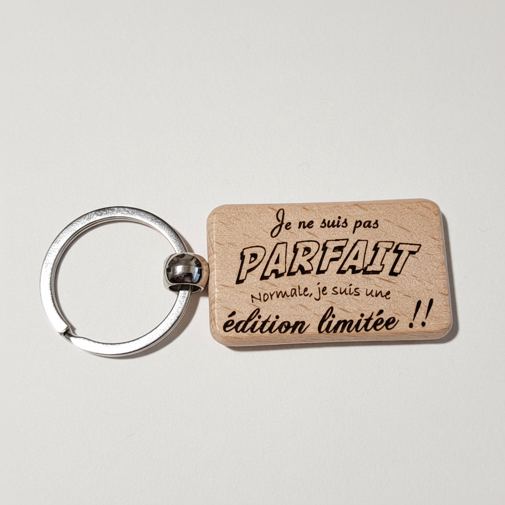 Porte-clé bois rectangle - Citation au choix