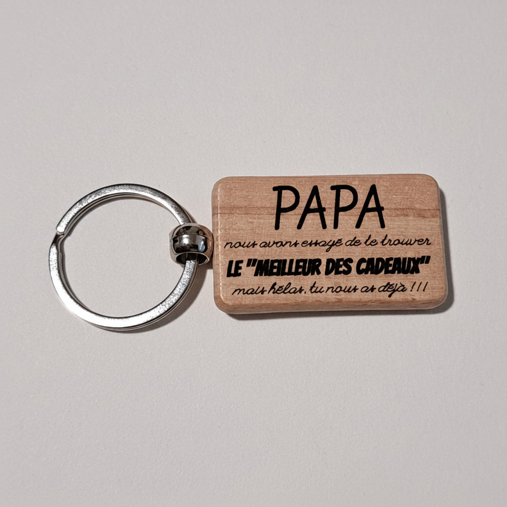 Porte-clé bois rectangle - Citation au choix