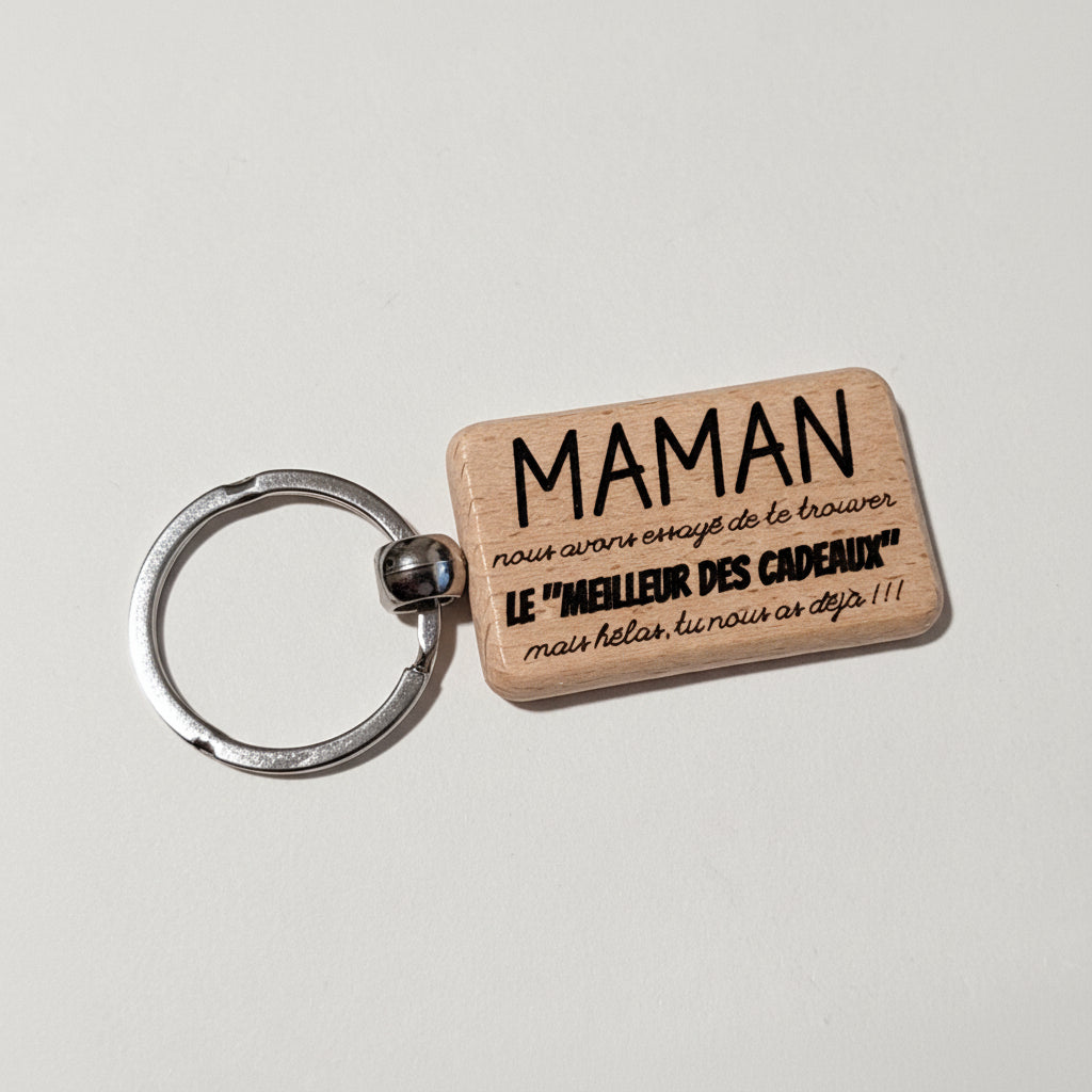 Porte-clé bois rectangle - Citation au choix