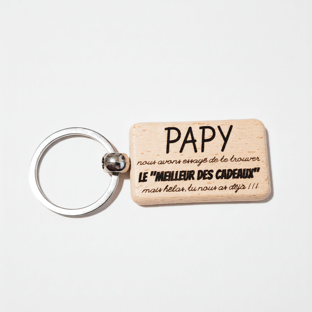 Porte-clé bois rectangle - Citation au choix