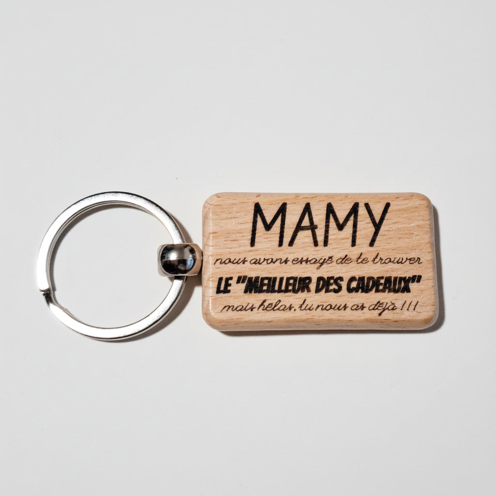 Porte-clé bois rectangle - Citation au choix