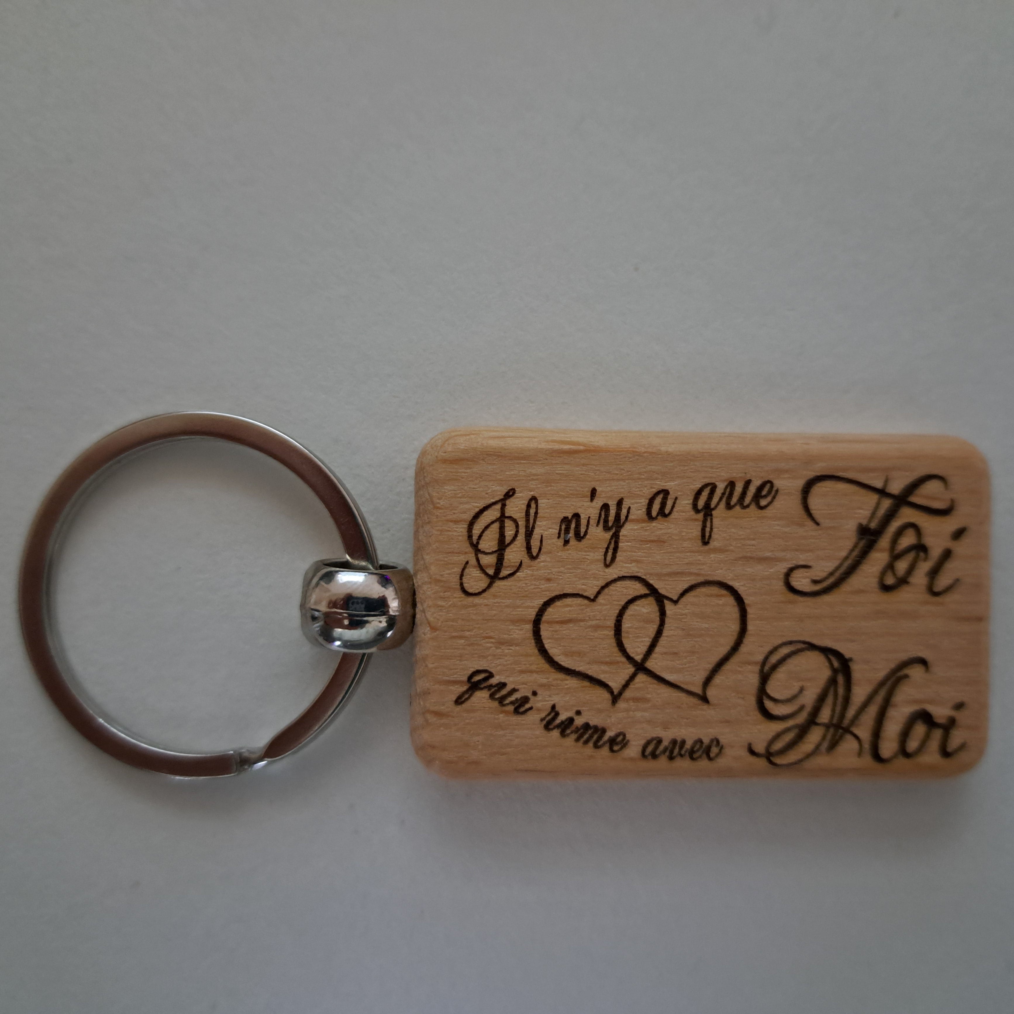 Porte-clé bois rectangle - Citation 01