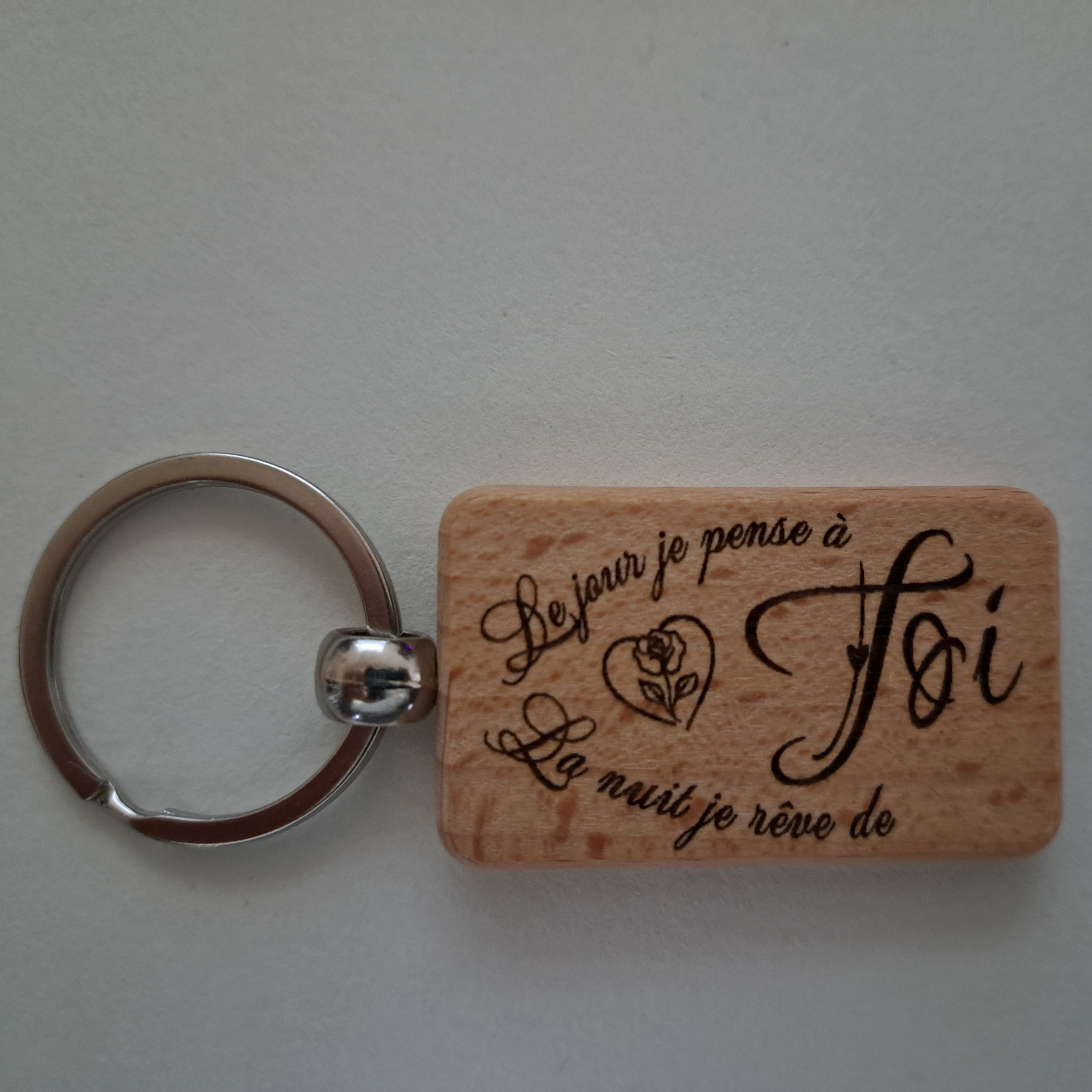 Porte-clé bois rectangle - Citation 02