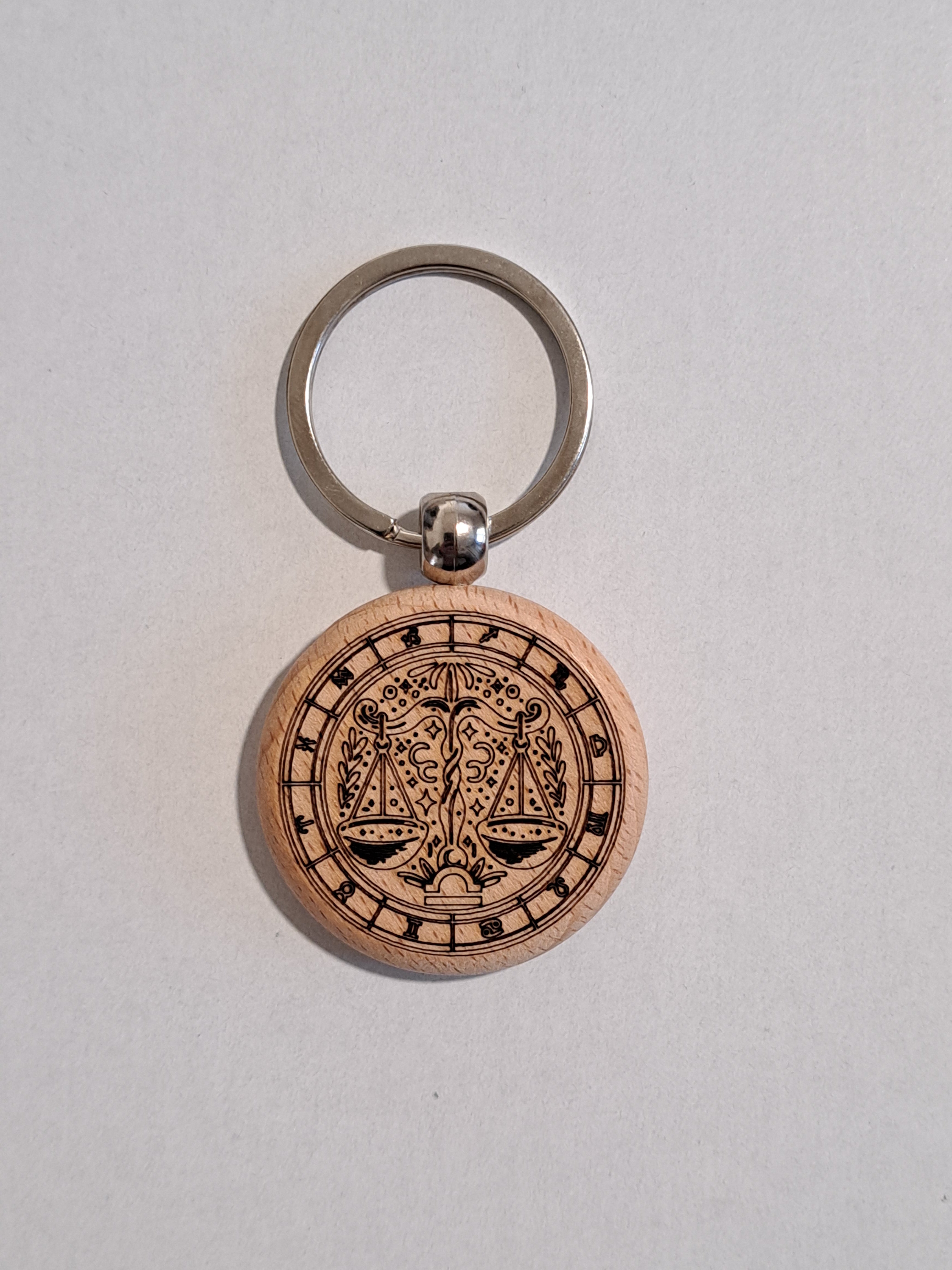 Porte-clé bois rond - Signe astrologique