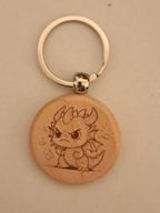 Porte-clé bois rond - Bébé dragon