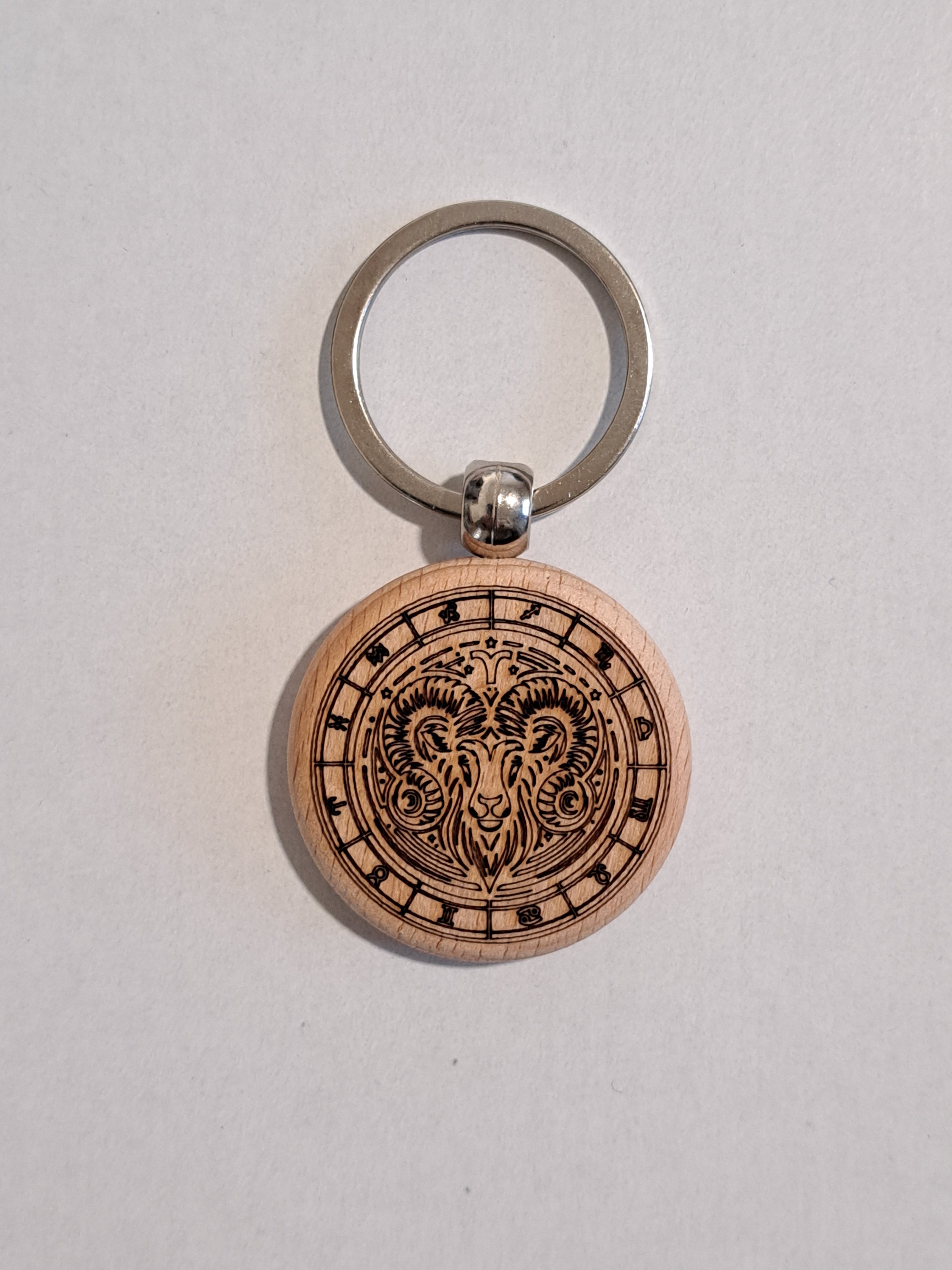 Porte-clé bois rond - Signe astrologique