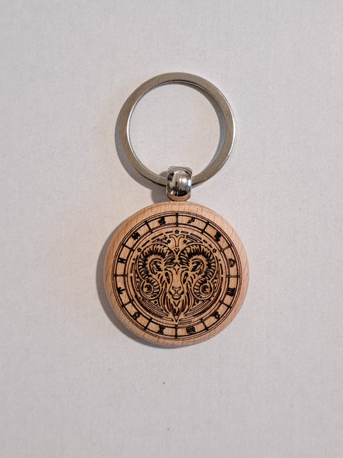 Porte-clé bois rond - Signe astrologique
