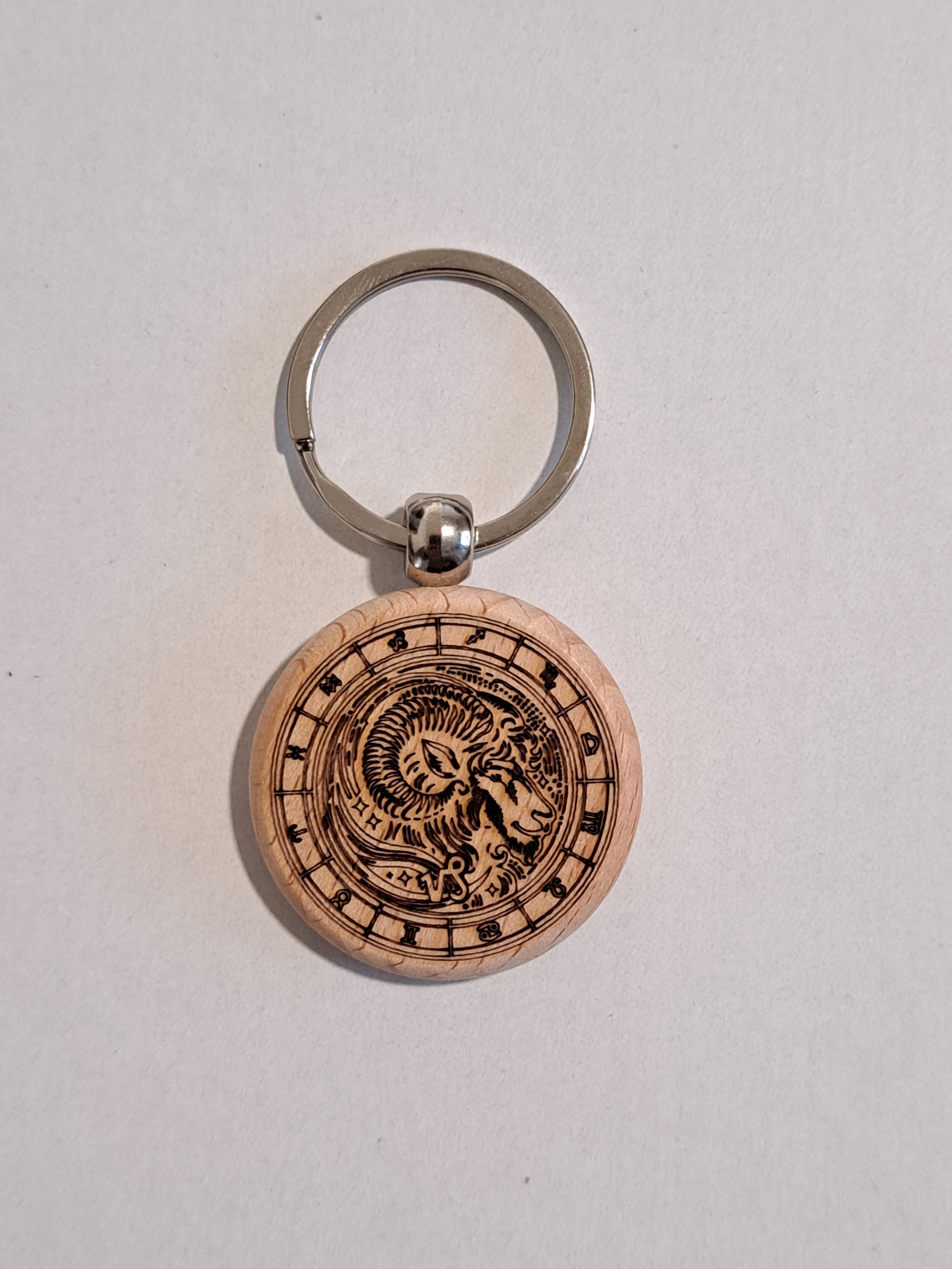 Porte-clé bois rond - Signe astrologique