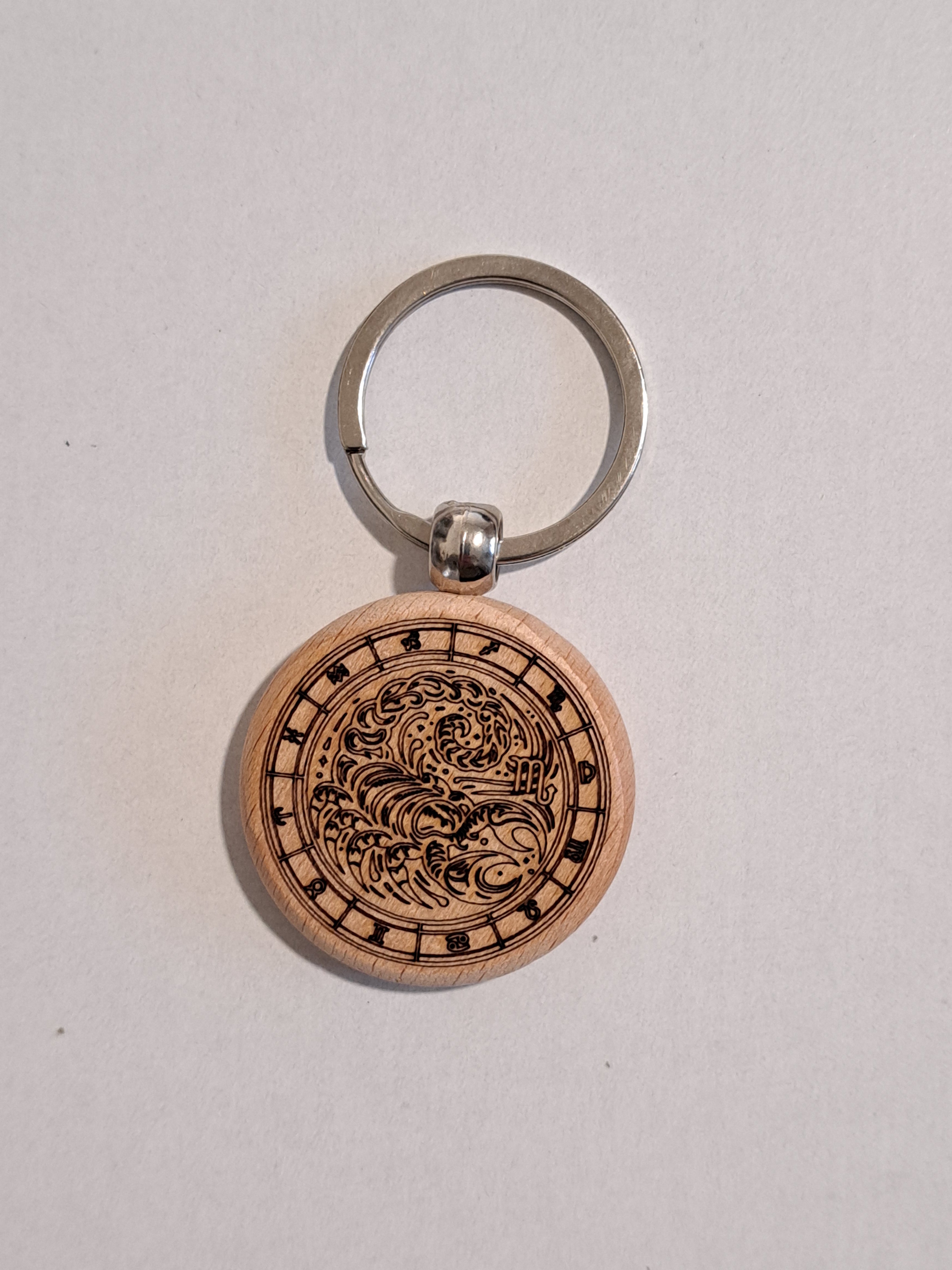 Porte-clé bois rond - Signe astrologique
