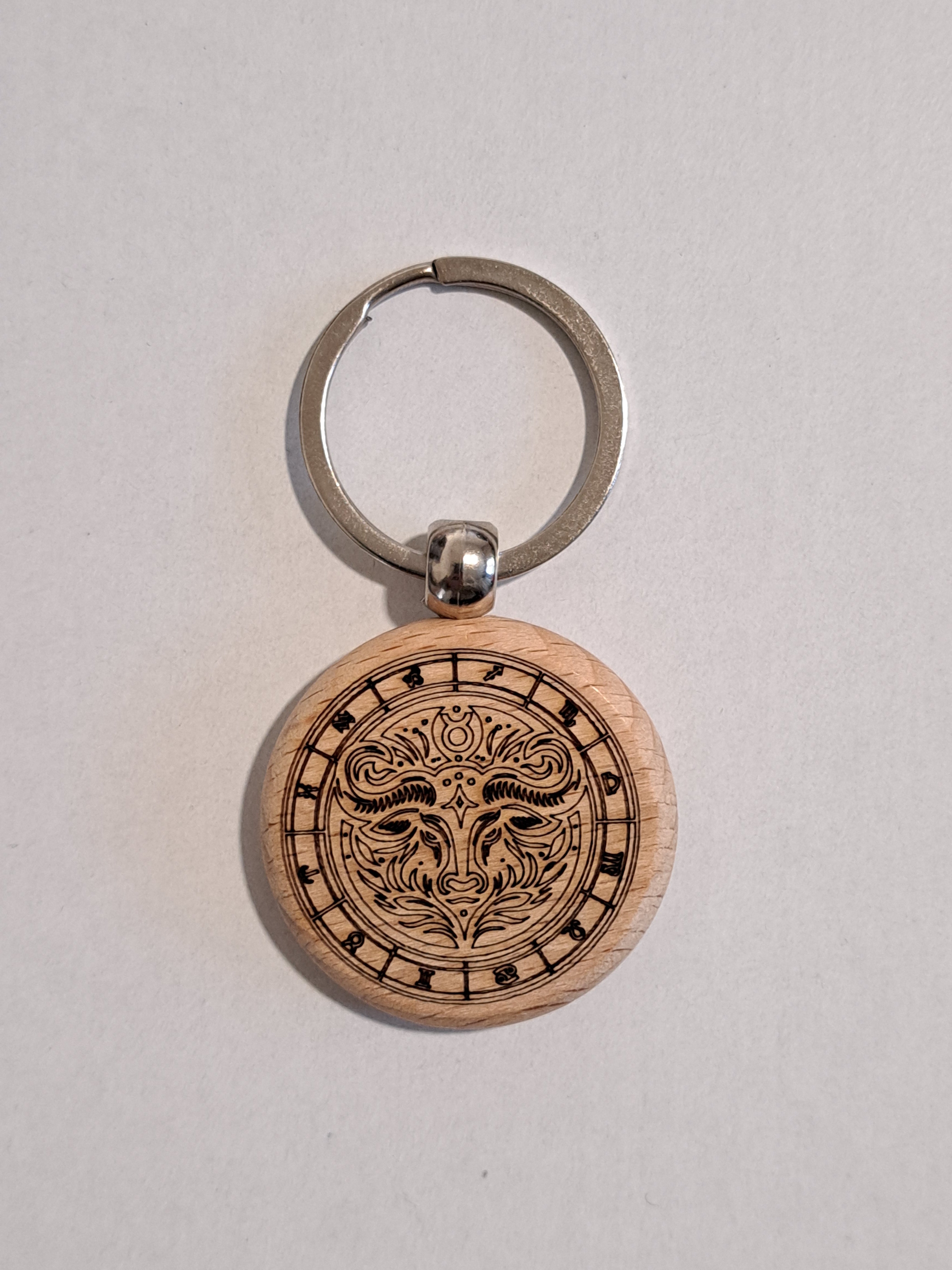 Porte-clé bois rond - Signe astrologique