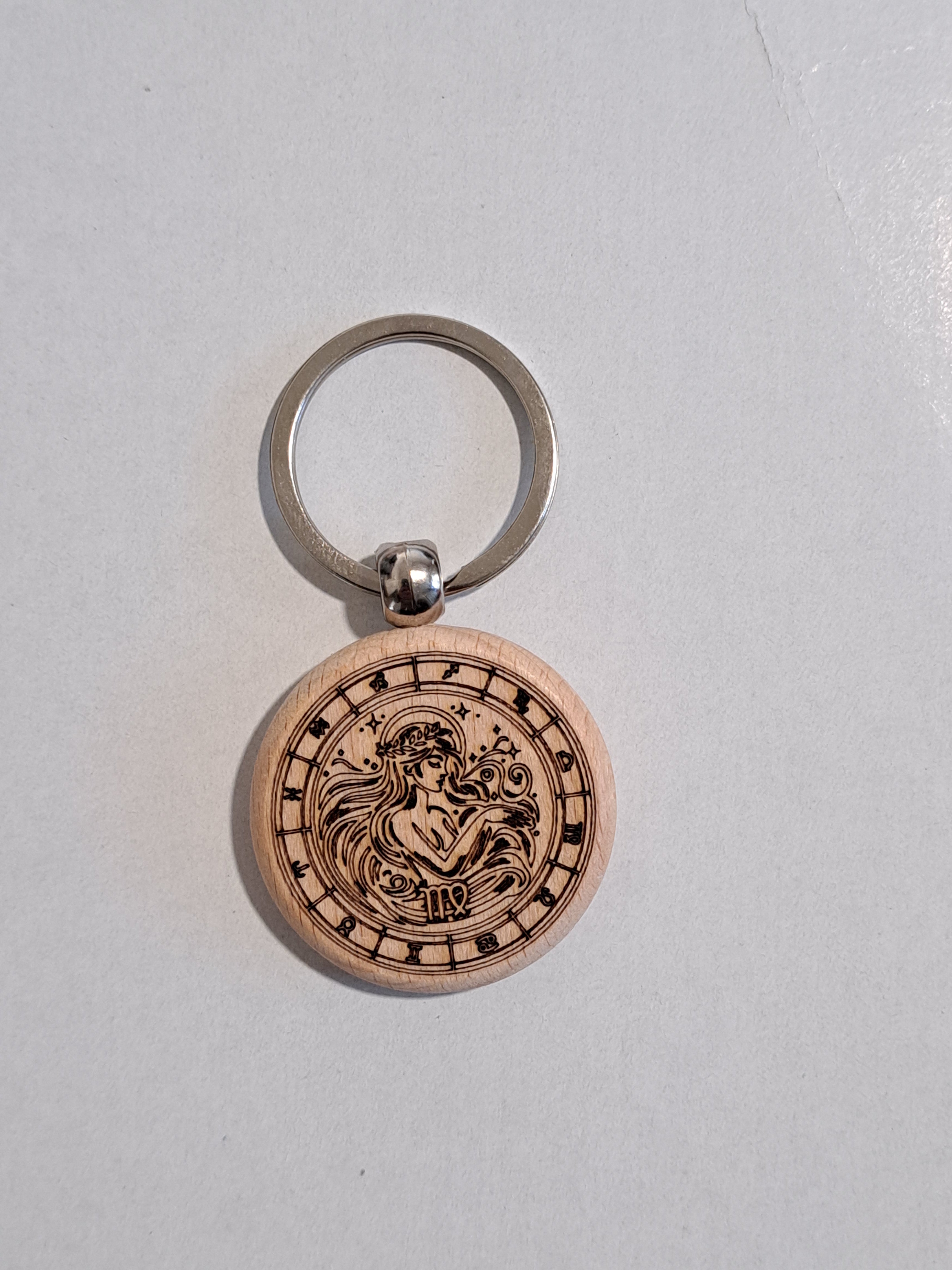 Porte-clé bois rond - Signe astrologique